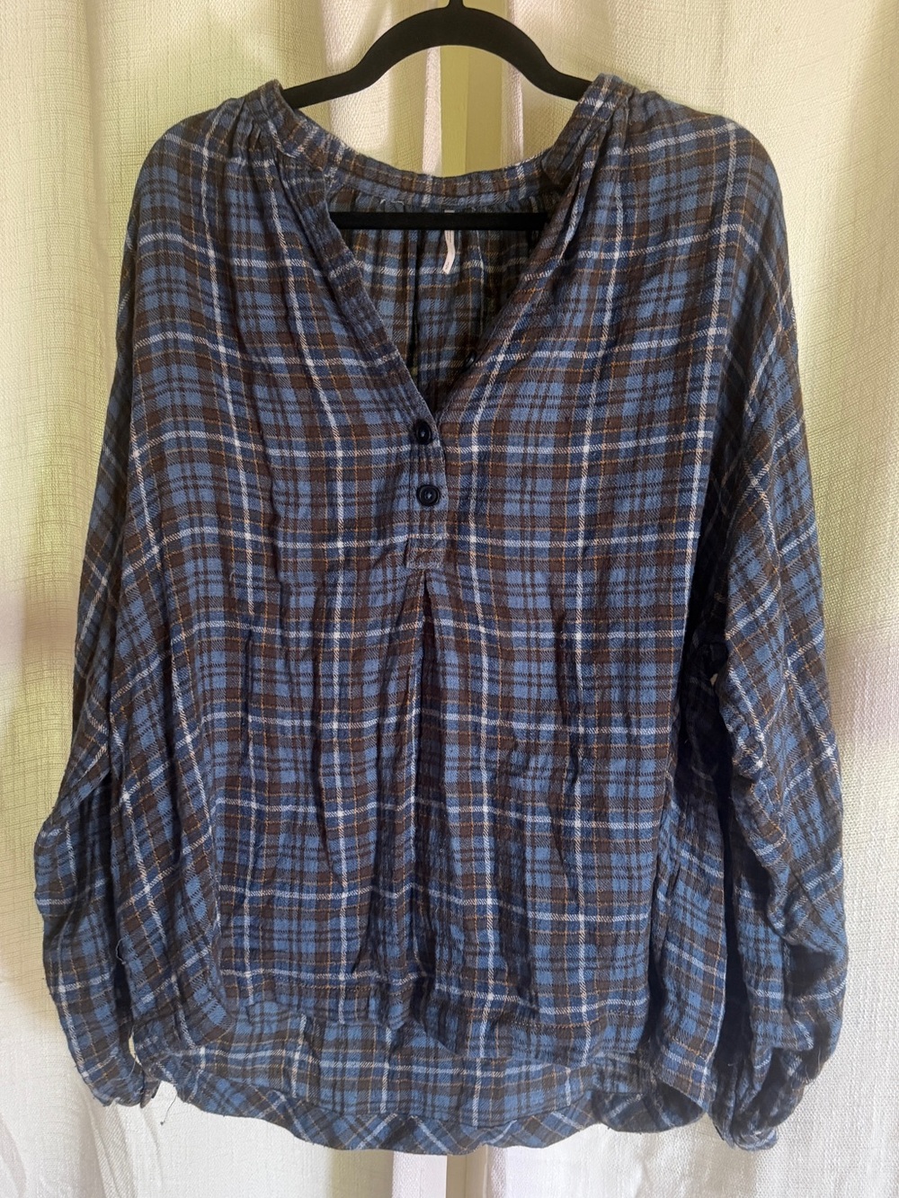 Free People Blue Plaid Women's Top
